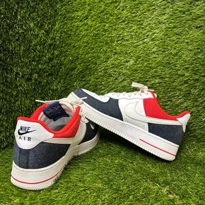 Size 8.5 Men’s - Nike Air Force 1 Low USA Blue Denim Red White 2021 DJ5174-100